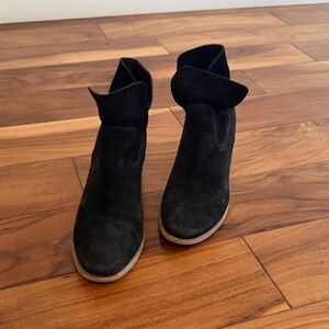 Brass Plum Black Suede Ankle Boots